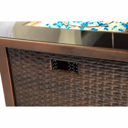 MDA Designs Ostara Stylish Wicker Garden and Patio Glass Tabletop Gas Fire Pit - Additional view 5