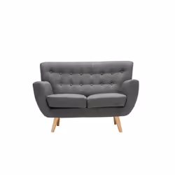 2 Seater Sofa Grey Birlea Loft Settee Modern Retro Style Fabric Wood Legs