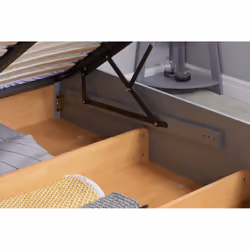 Double Ottoman Bed Grey Phoenix Wood Frame Gas Lift Storage 4FT6 Stone Oak Solid