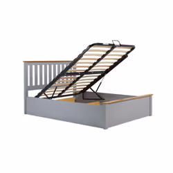 King Size Ottoman Bed Grey Phoenix Wood Frame Storage 5FT Stone Oak Solid