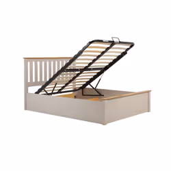 King Size Ottoman Bed Grey Phoenix Wood Frame Storage 5FT Pearl Oak Solid