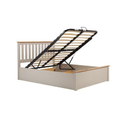 King Size Ottoman Bed Grey Phoenix Wood Frame Storage 5FT Pearl Oak Solid