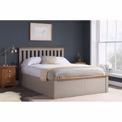 King Size Ottoman Bed Grey Phoenix Wood Frame Storage 5FT Pearl Oak Solid
