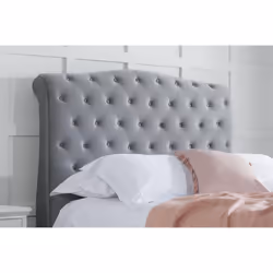 Grey Super King Bed Frame Colorado Chesterfield Sleigh Fabric 6FT 180cm Size - Additional view 2