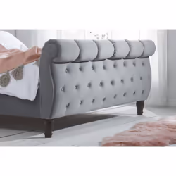 Grey Super King Bed Frame Colorado Chesterfield Sleigh Fabric 6FT 180cm Size - Additional view 3