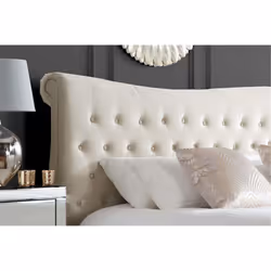 Beige Double Bed Frame Birlea Copenhagen Upholstered Fabric King Size 5FT 150cm