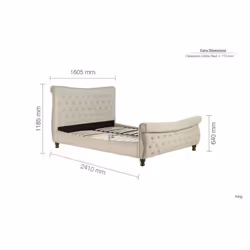 Beige Double Bed Frame Birlea Copenhagen Upholstered Fabric King Size 5FT 150cm - Additional view 6