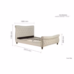 Beige King Size Bed Frame Birlea Copenhagen Warm Stone Fabric Super 6FT 180cm - Additional view 6