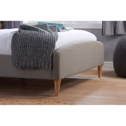 Grey King Size Bed Frame Birlea Quebec Fabric Upholstered 5FT 150cm