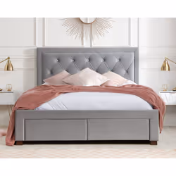 Woodbury 4 Drawer Fabric Bed - Grey - Premium Storage Bed - Additional view 2