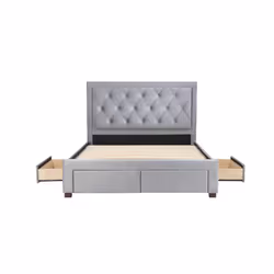 Woodbury 4 Drawer Fabric Bed - Grey - Premium Storage Bed - Additional view 7