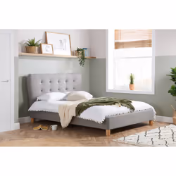 Stockholm Grey Fabric Bed - Sprung Slatted Base
