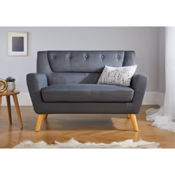 2 Seater Sofa Grey Birlea Lambeth Medium Settee Scandinavian Modern Retro