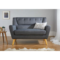2 Seater Sofa Grey Birlea Lambeth Medium Settee Scandinavian Modern Retro