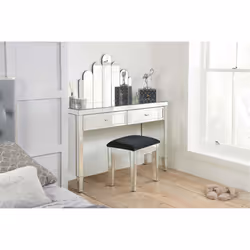 Mirrored Console Birlea Valencia 2 Drawer Bevelled Mirror Dressing Table