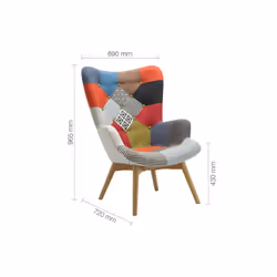 Multi Coloured Armchair Birlea Sloane Easy Fireside Chair Scandinavian Patchwork