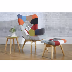 Multi Coloured Armchair Birlea Sloane Easy Fireside Chair Scandinavian Patchwork - Additional view 6