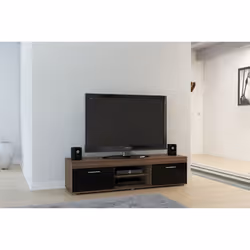 Birlea Edgeware Walnut & Black High Gloss 2 Door Tv Unit