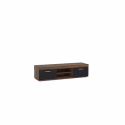 Birlea Edgeware Walnut & Black High Gloss 2 Door Tv Unit