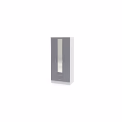 Larz 3 Door 2 Drawer Wardrobe With Mirror-White & Grey