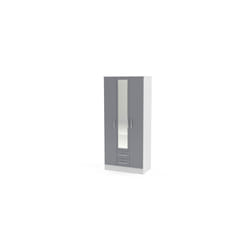 Larz 3 Door 2 Drawer Wardrobe With Mirror-White & Grey