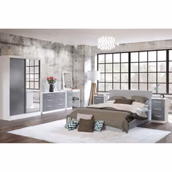 Larz 3 Door 2 Drawer Wardrobe With Mirror-White & Grey