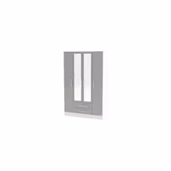 Larz 4 Door 2 Drawer Wardrobe With Mirror-White & Grey