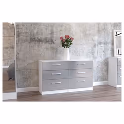 Lynx 6 Drawer Chest White & Grey