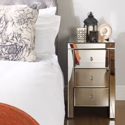 Seville 3 Drawer Mirrored Bedside