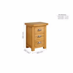 Woburn Oak 3 Drawer Bedside - Additional view 7
