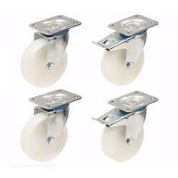 80mm 3" nylon castors - heavy duty swivel & braked 120kg - set of 4