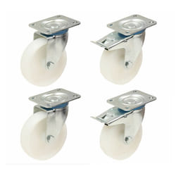 80mm 3" nylon castors - heavy duty swivel & braked 120kg - set of 4