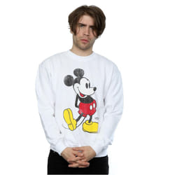 Disney Mens Mickey Mouse Classic Kick Sweatshirt - XL, White