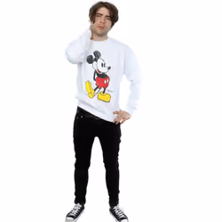 Disney Mens Mickey Mouse Classic Kick Sweatshirt - XXL, White