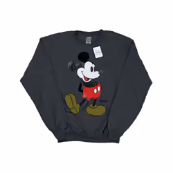 Disney Mens Mickey Mouse Classic Kick Sweatshirt - S, Dark Heather