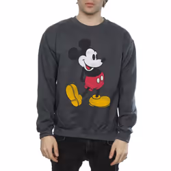 Disney Mens Mickey Mouse Classic Kick Sweatshirt - S, Dark Heather