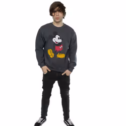 Disney Mens Mickey Mouse Classic Kick Sweatshirt - S, Dark Heather