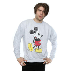 Disney Mens Mickey Mouse Classic Kick Sweatshirt - S, Heather Grey