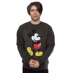 Disney Mens Mickey Mouse Classic Kick Sweatshirt - S, Light Graphite