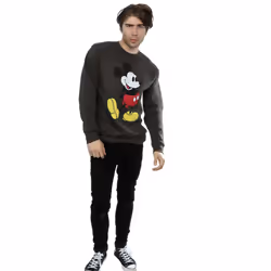 Disney Mens Mickey Mouse Classic Kick Sweatshirt - S, Light Graphite