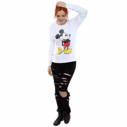 Disney Womens/Ladies Mickey Mouse Classic Kick Sweatshirt - S, White