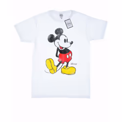 Disney Mens Mickey Mouse Classic Kick T-Shirt - S, White