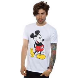 Disney Mens Mickey Mouse Classic Kick T-Shirt - XXL, White