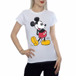 Disney Womens/Ladies Mickey Mouse Classic Kick Cotton T-Shirt - S, White