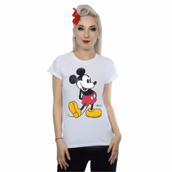 Disney Womens/Ladies Mickey Mouse Classic Kick Cotton T-Shirt - XXL, White