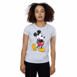 Disney Womens/Ladies Mickey Mouse Classic Kick Cotton T-Shirt - XS, Heather Grey