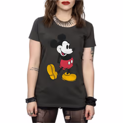 Disney Womens/Ladies Mickey Mouse Classic Kick Cotton T-Shirt - XS, Light Graphite