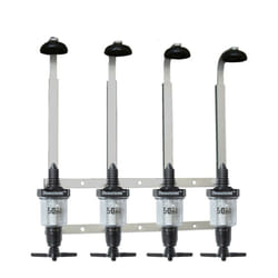 4 x 50ml Solo Bar Optic Spirit Measure & 4 Bottles 70cl/1L Wall Mounted Bracket