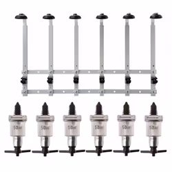 Beaumont 6x 50ml Chrome Solo Bar Optic Spirit Measure & 70cl/1L Wall Brackets