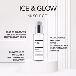 Natural Muscle Relief Gel by PURE Spa Skincare - Cooling, Hydrating and Soothing Gel for Muscle Tension and Pain Relief - 100ml - Menthol, Eucalyptus